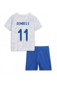 Frankrike Ousmane Dembele #11 Babyklær Borte Fotballdrakt til barn VM 2022 Korte ermer (+ Korte bukser)
